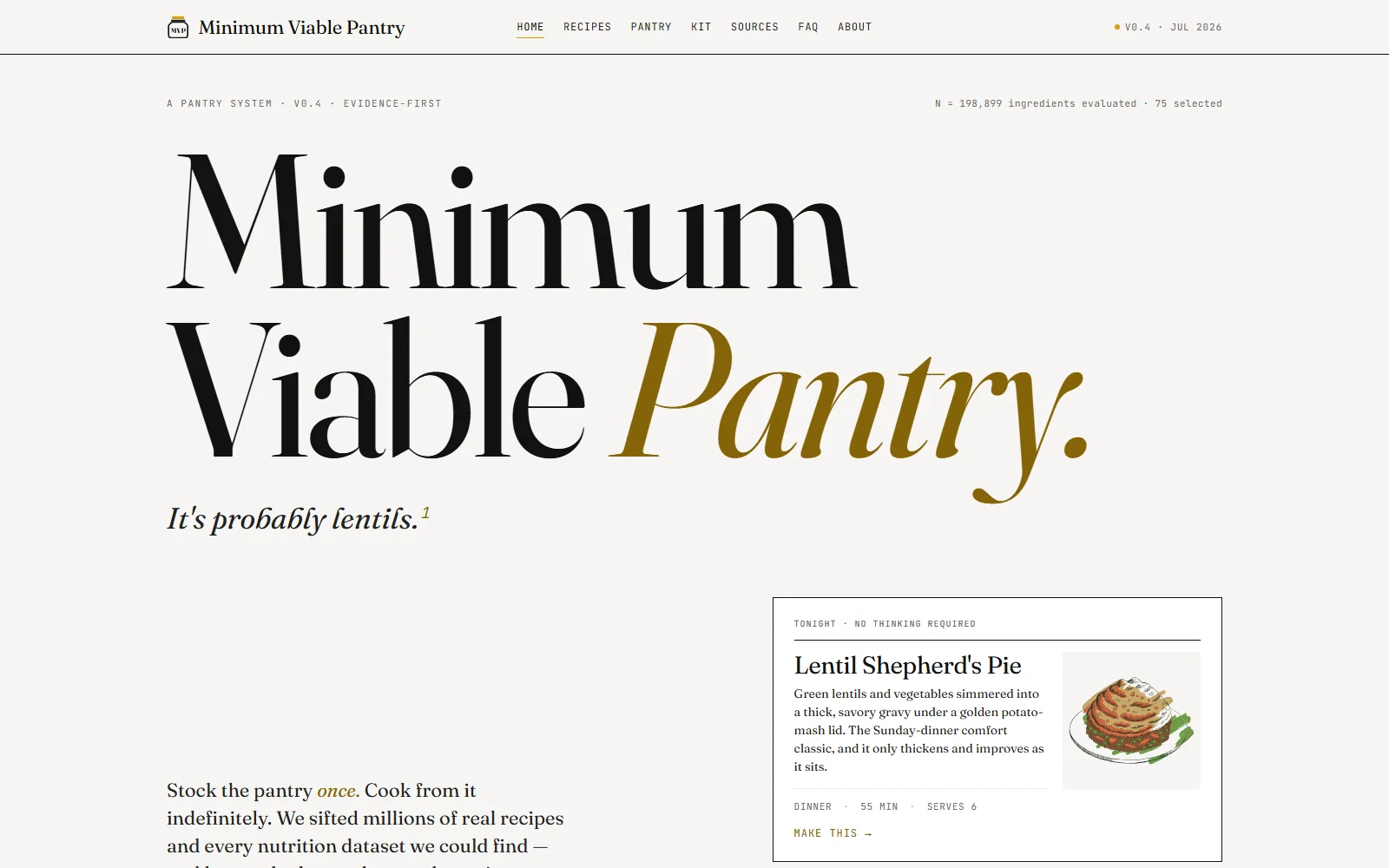 Minimum Viable Pantry
